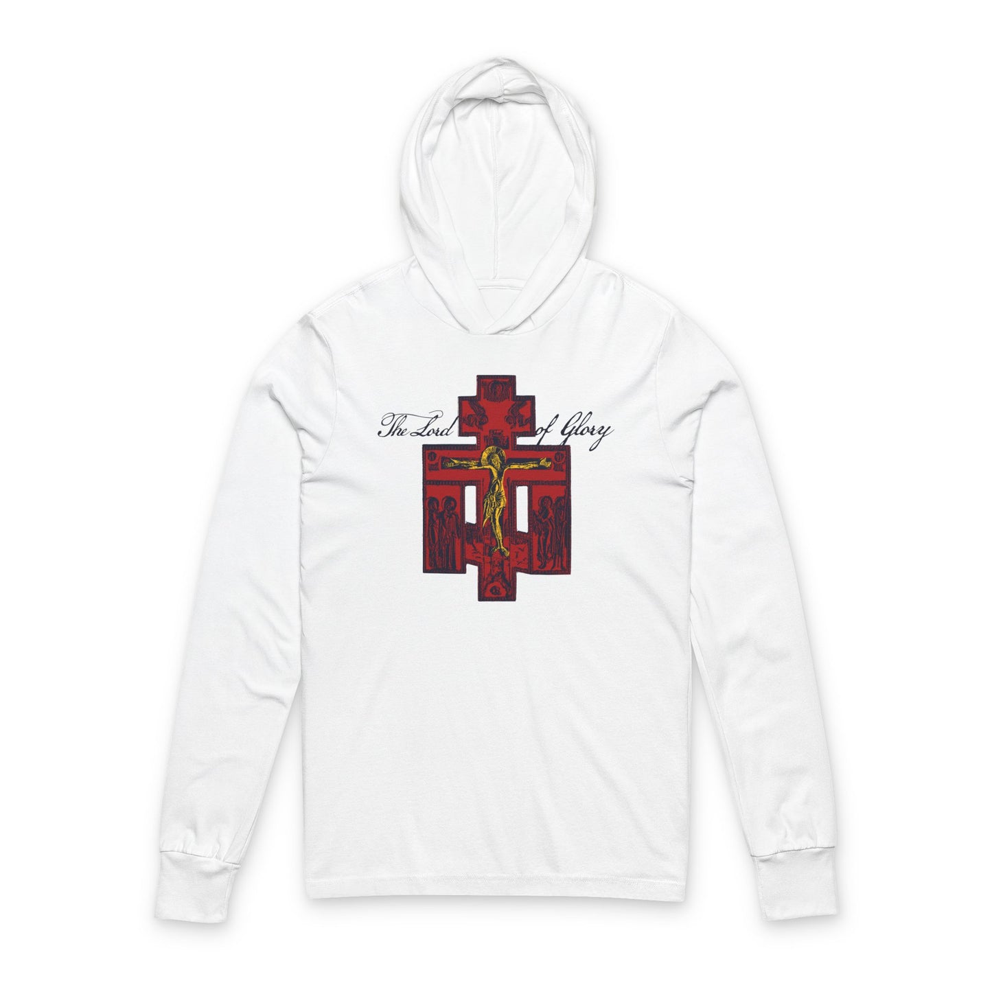 The Lord of Glory | Russian Golgotha Crucifix IconoGraphic | 1 Corinthians 2:8 | Orthodox Long Sleeve Hooded Shirt