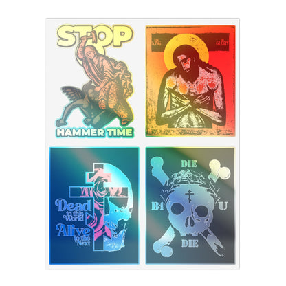 Random Mix No. 1 Four Sticker Sheet with bold text and iconographic Orthodox designs.