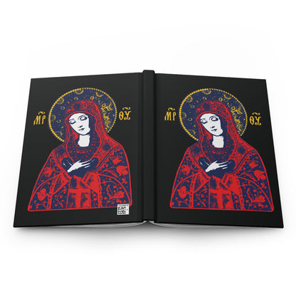 Joy of All Joys Tenderness Theotokos Iconographic Based on Traditional Orthodox Iconography | Red Design | Orthodox Christian Hardcover Journal