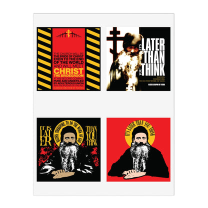 Fr Seraphim Rose 4x4 Sticker Sheet No. 1 | It's Later Than You Think | Modern Saint Graphic Decor | Apocalyptic | Orthodox Christian Stickers