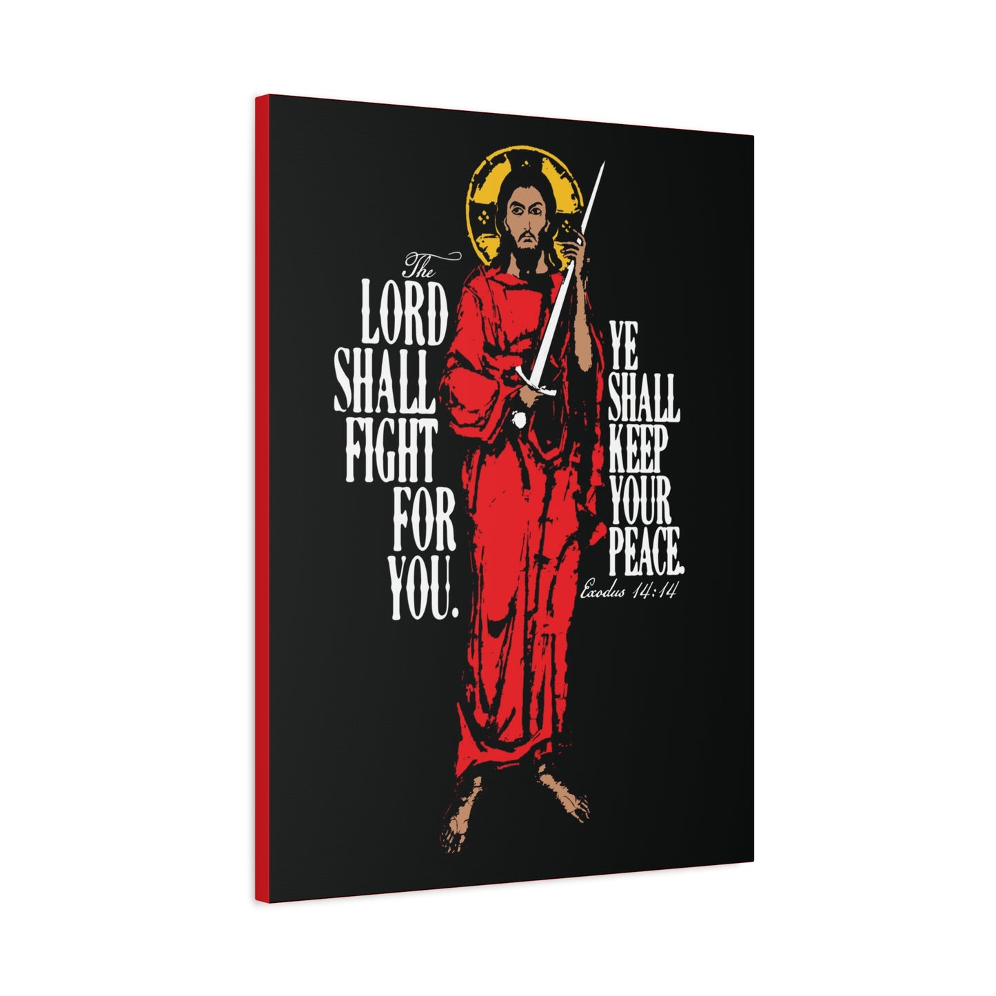The Lord Shall Fight For You (Exodus 14:14) | Jesus Christ with Sword IconoGraphic | Orthodox Christian Canvas Art