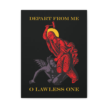 St Marina IconoGraphic (Depart from Me O Lawless One) | Saint Beating the Devil with a Hammer | Orthodox Christian Canvas Art