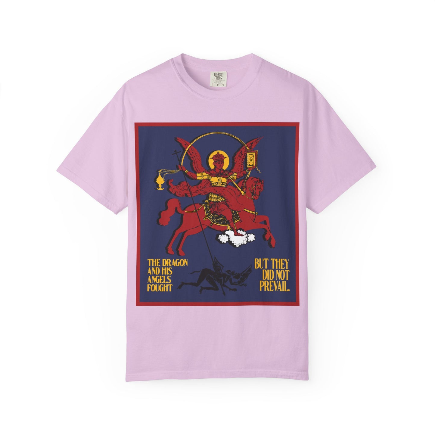 Archangel Michael Defeating Satan the Dragon (Rev 12:7-8) | Apocalyptic IconoGraphic | Orthodox Christian Heavyweight Cotton Unisex Tee