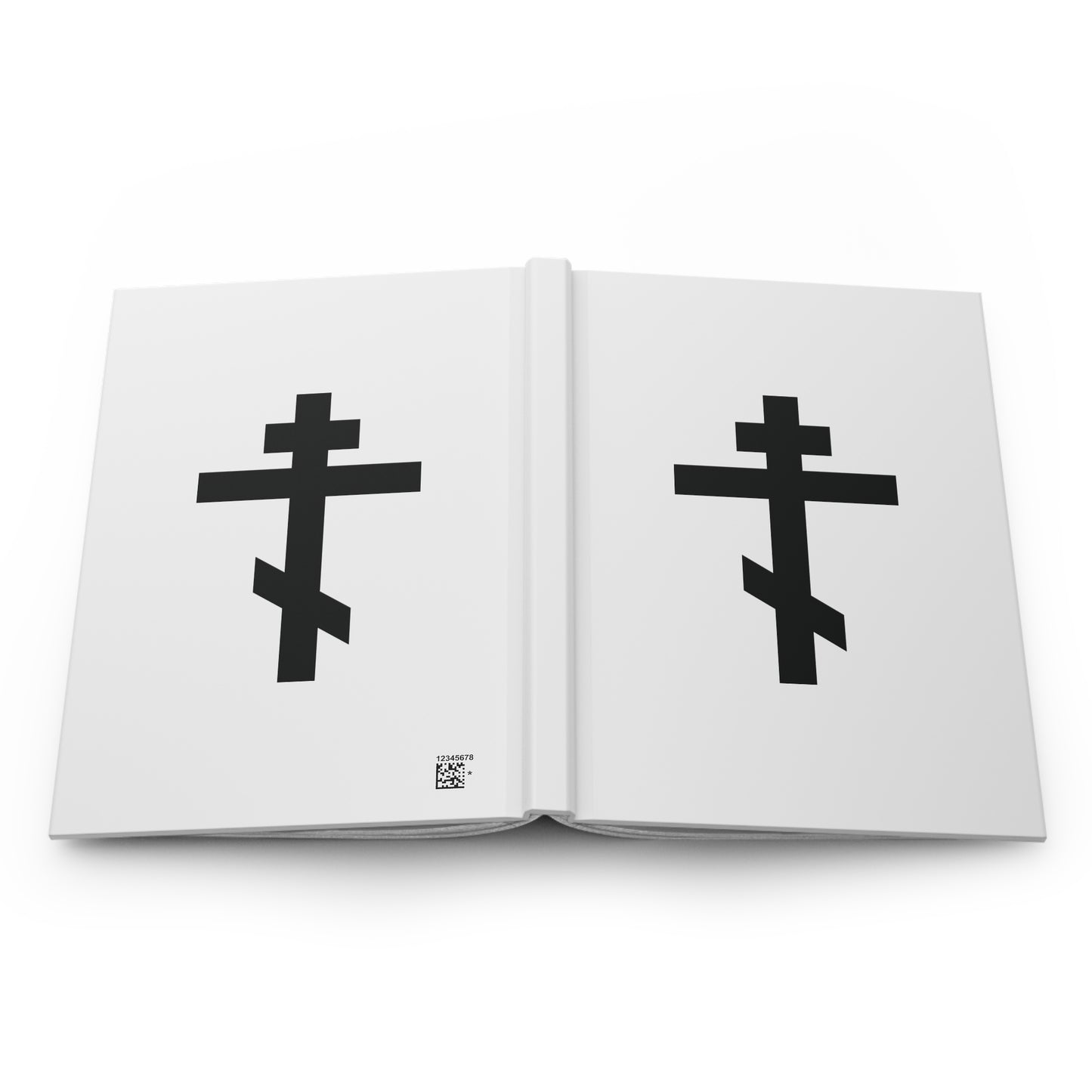 Black Orthodox Cross White Background | Behold, the Tree of the Cross revered by all, now draweth near | Orthodox Hardcover Journal