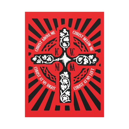 Red ICXC NIKA Enniskillen Celtic Cross | Lorica of St. Patrick | Shield Prayer | Orthodox Christian Canvas Art