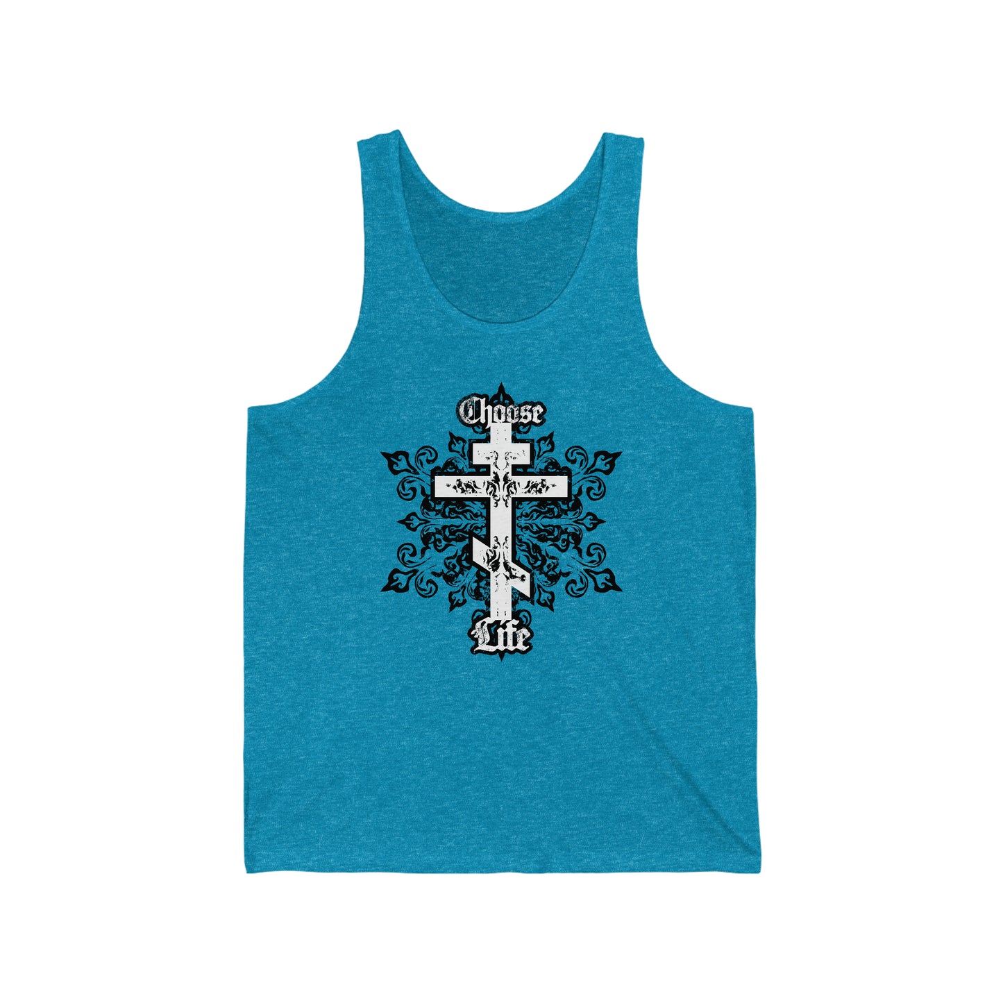 Choose Life No. 1 (Tri-Bar Cross) | Orthodox Christian Jersey Tank Top / Sleeveless Shirt