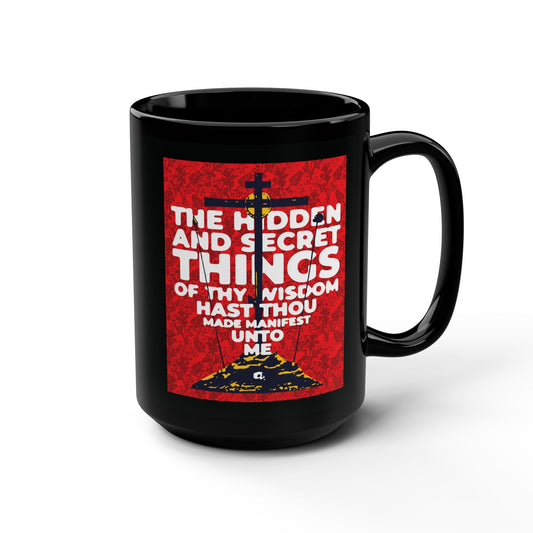 The Hidden and Secret Things of Thy Wisdom (Psalm 50/51) | Golgotha Cross | Skull of Adam | Orthodox Christian 15oz Black Mug