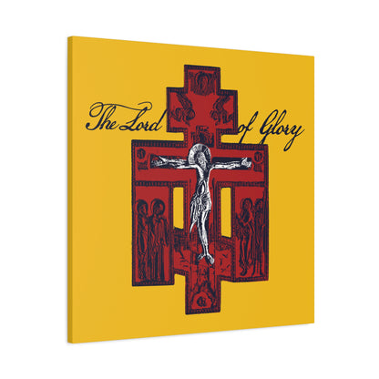 The Lord of Glory | Russian Golgotha Crucifix IconoGraphic (Gold BG) | 1 Corinthians 2:8 | Orthodox Christian Canvas Art