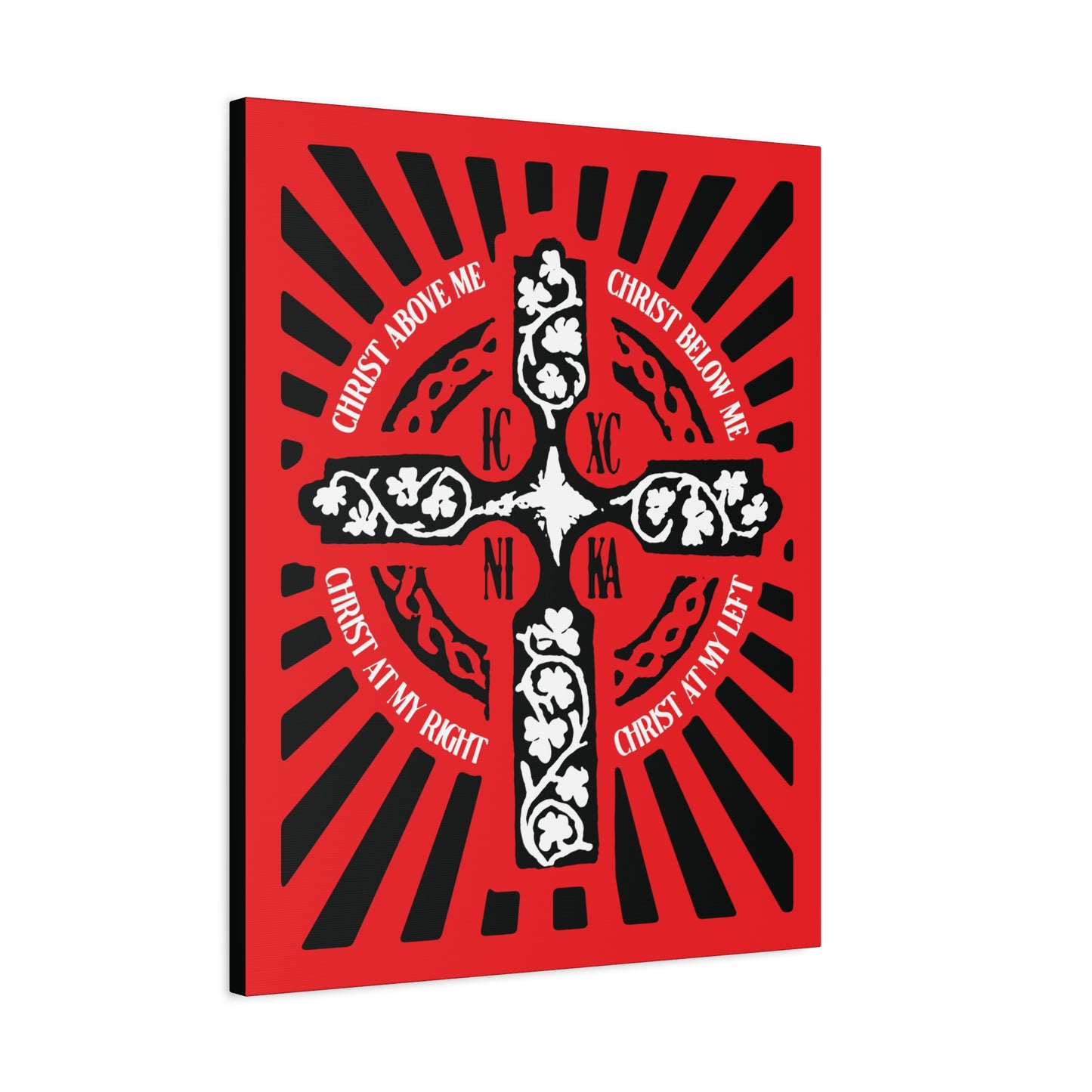 Red ICXC NIKA Enniskillen Celtic Cross | Lorica of St. Patrick | Shield Prayer | Orthodox Christian Canvas Art
