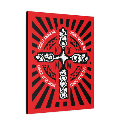 Red ICXC NIKA Enniskillen Celtic Cross | Lorica of St. Patrick | Shield Prayer | Orthodox Christian Canvas Art