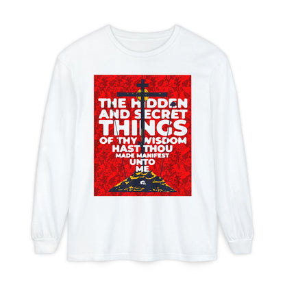 The Hidden and Secret Things of Thy Wisdom (Psalm 50/51) | Golgotha Cross | Skull of Adam | Orthodox Christian Long Sleeve Shirt