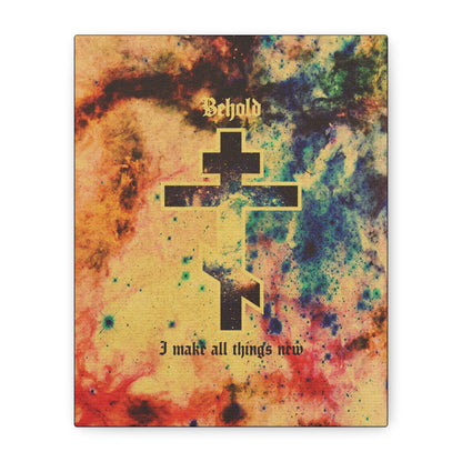 Behold, I Make All Things New (Revelation 21:5) | Cosmic Orthodox Cross On Inverted Starfield | Second Coming | Orthodox Christian Canvas Art