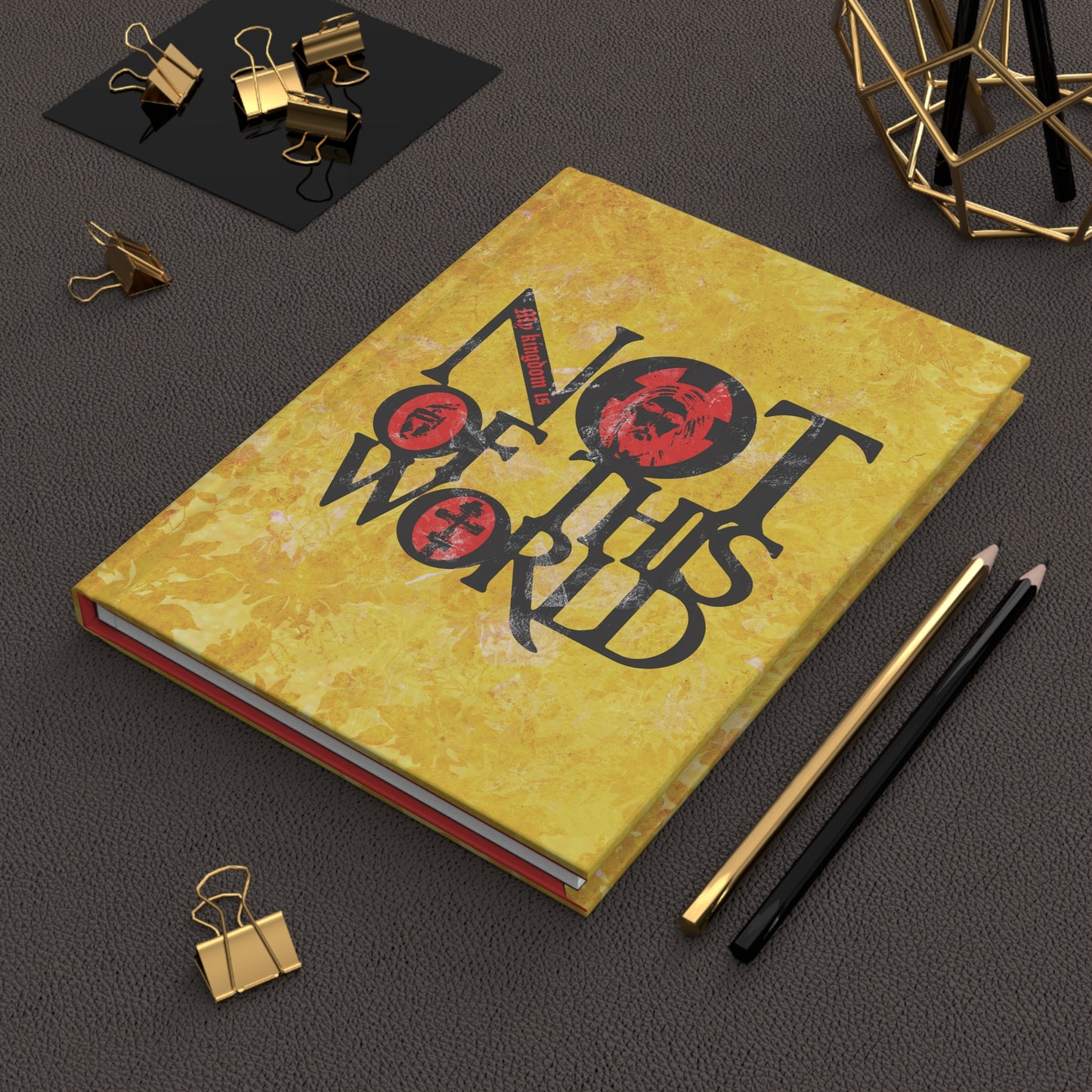 My Kingdom is Not of This World (John 18:36) | Bold Red, Yellow & Black Textured Design with Icon Motifs | Orthodox Christian Hardcover Journal
