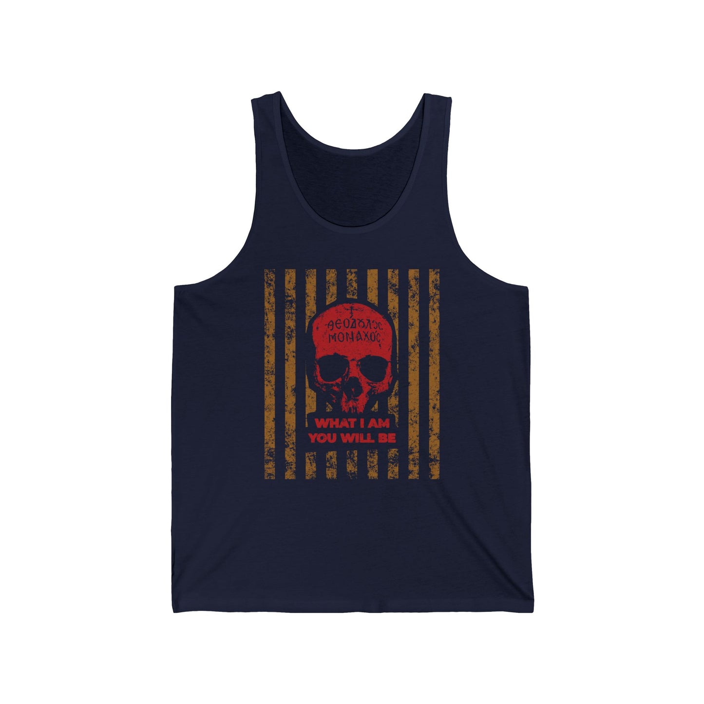 What I Am You Will Be | Memento Mori | Remembrance of Death | Mt Athos Monk Skull | Ascetic Ethos | Orthodox Christian Tank Top