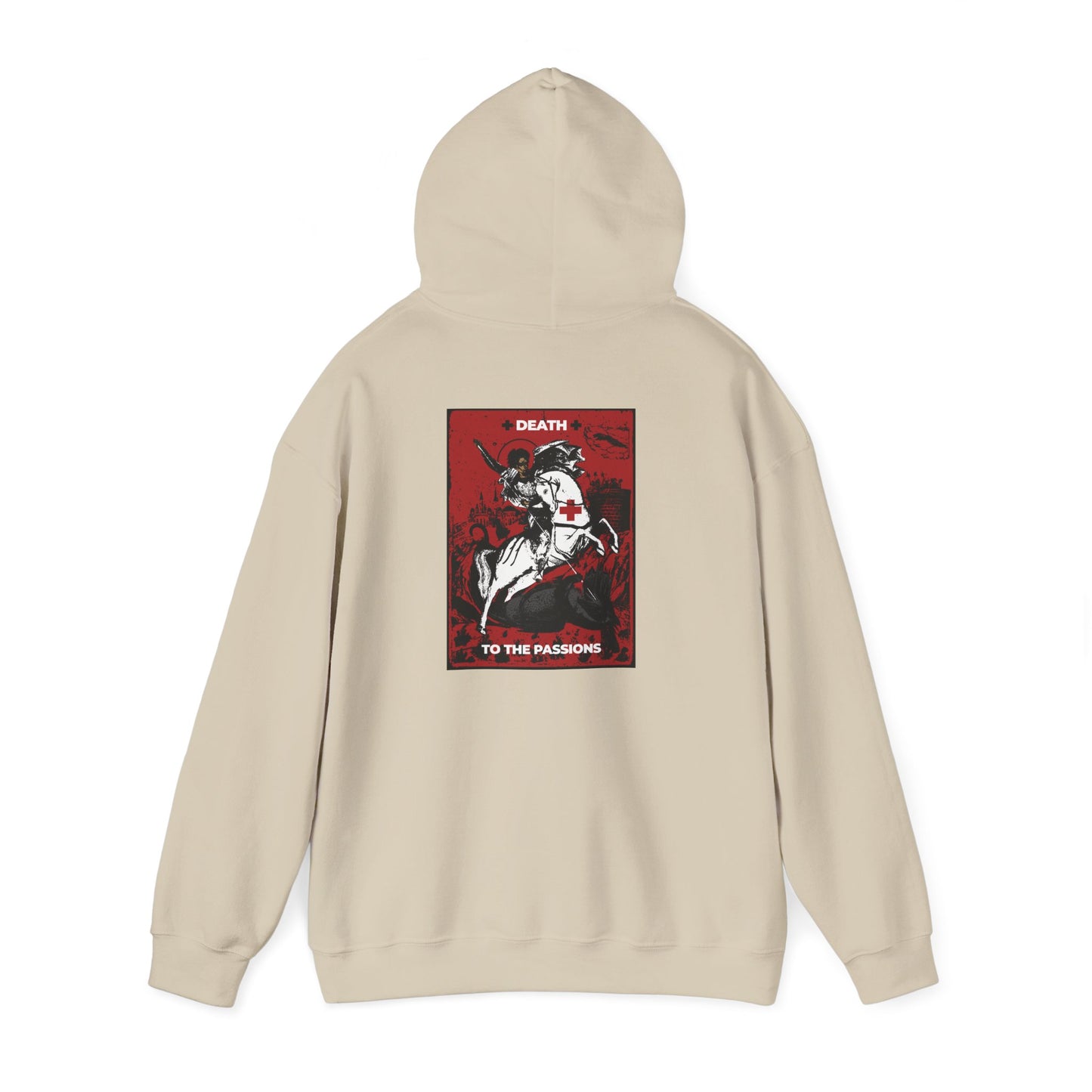 St George Slaying the Dragon | Cross on Front Left Breast | Death to the Passions | Ascetic Orthodox Christianity | Double-Sided Unisex Hoodie