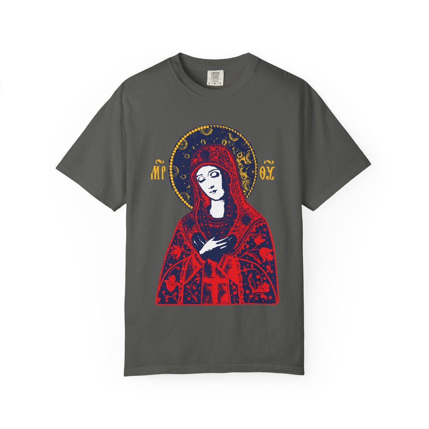 Joy of All Joys Tenderness Theotokos Iconographic Based on Traditional Orthodox Iconography | Christian Heavyweight Cotton Unisex T-Shirt