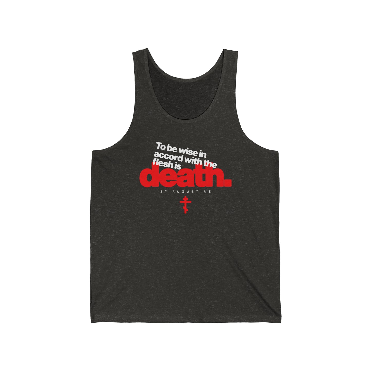 To Be Wise In Accord With the Flesh is Death (St Augustine) No. 1 | Orthodox Christian Jersey Tank Top / Sleeveless Shirt