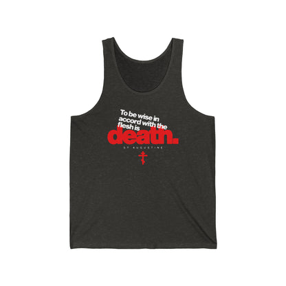 To Be Wise In Accord With the Flesh is Death (St Augustine) No. 1 | Orthodox Christian Jersey Tank Top / Sleeveless Shirt