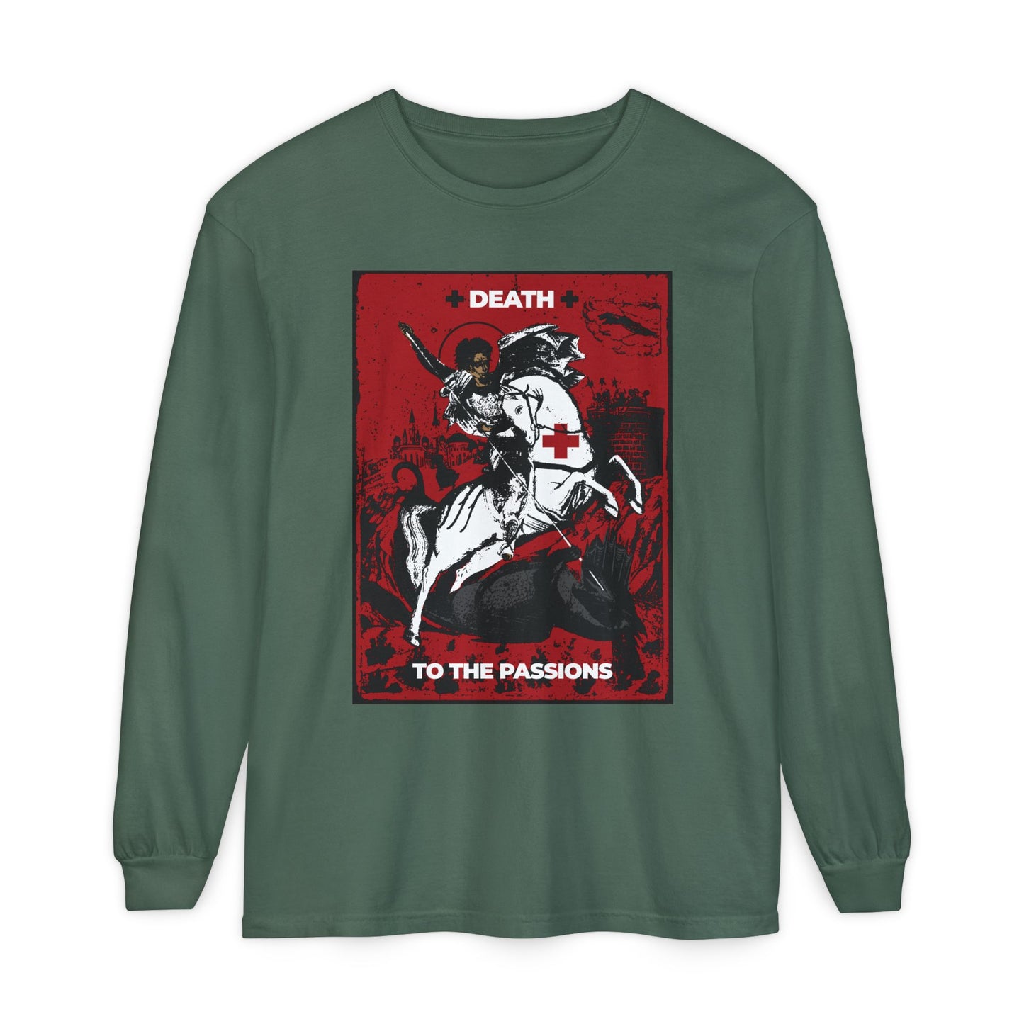 St George Slaying the Dragon | Death to the Passions | Unseen Warfare | Ascetic Orthodox Christianity | Heavy Cotton Long Sleeve T-Shirt