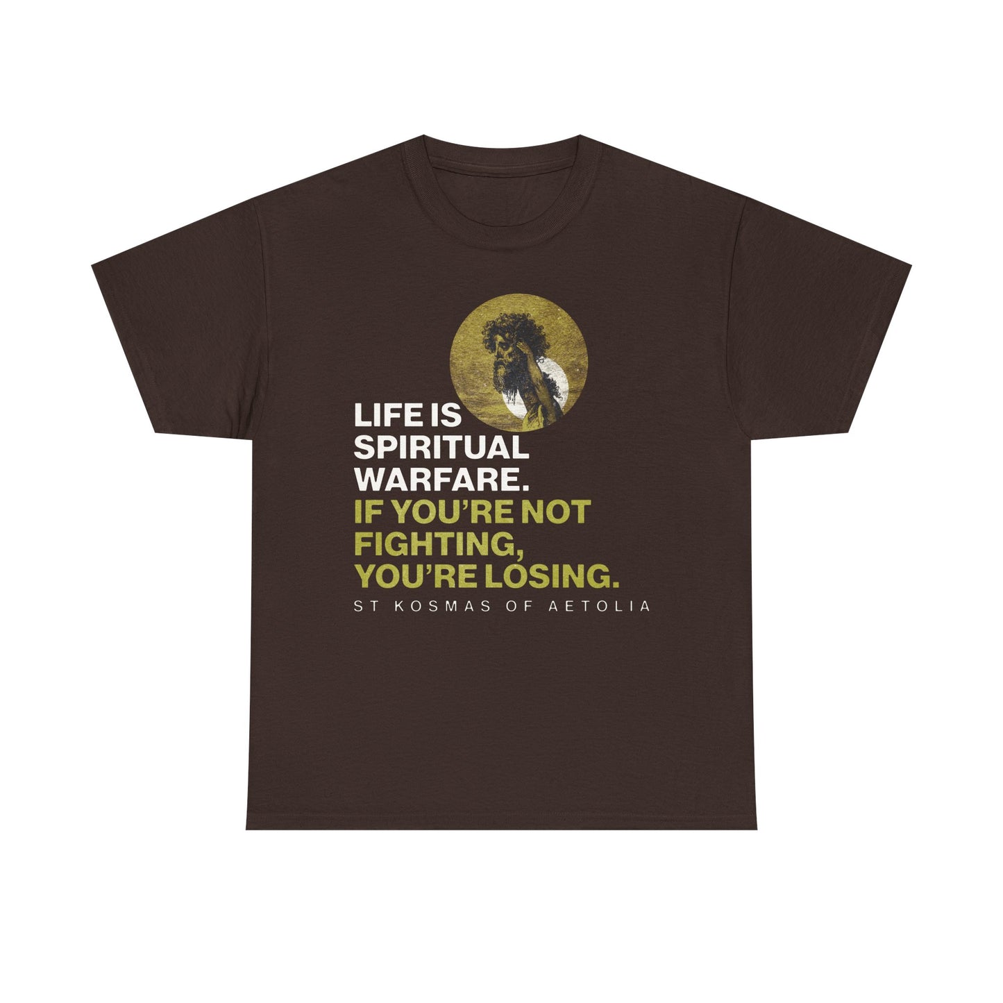 Life is Spiritual Warfare | St Kosmas of Aetolia | Gustave Dore | David & Goliath | Unseen Warfare | Orthodox Midweight Cotton Unisex Tee