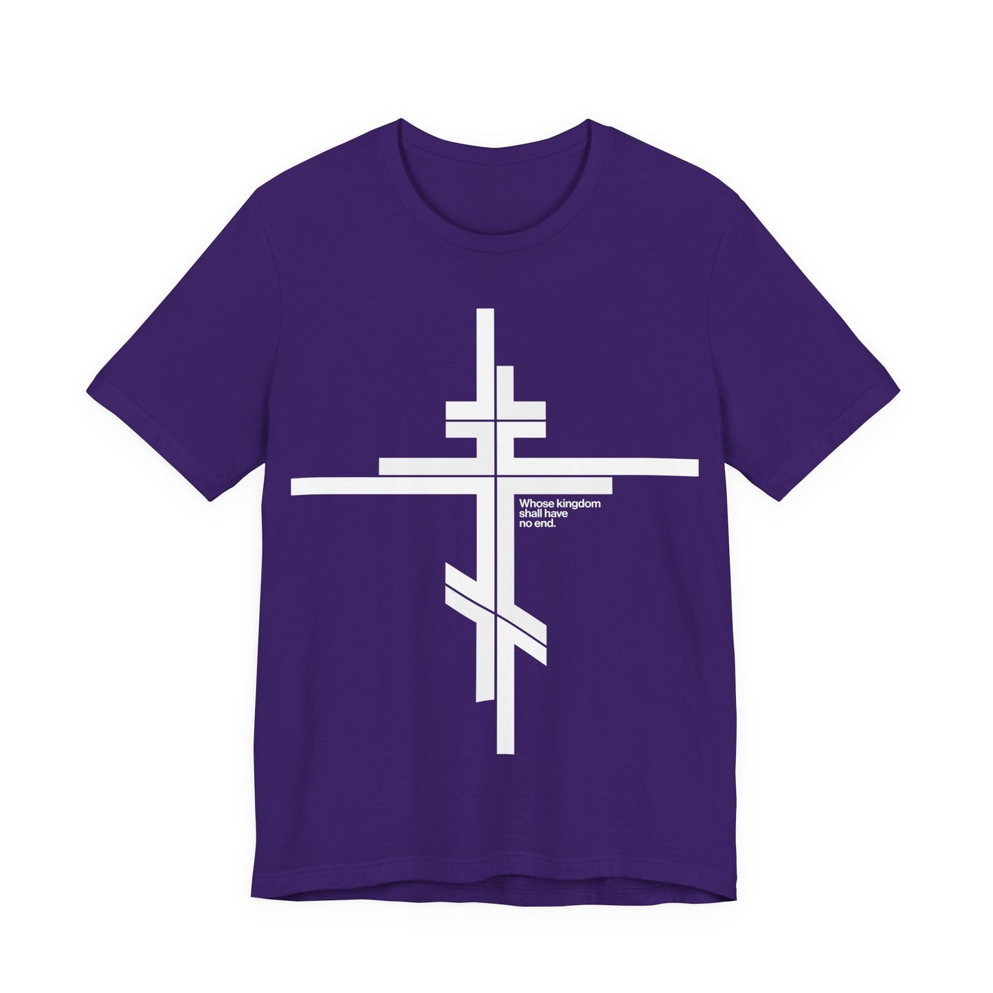 Whose Kingdom Shall Have No End | Luke 1:32-33 | Orthodox Cross | Modernist Minimalist Logo Style | Orthodox Christian Unisex Cotton T-Shirt