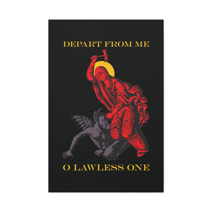 St Marina IconoGraphic (Depart from Me O Lawless One) | Saint Beating the Devil with a Hammer | Orthodox Christian Canvas Art