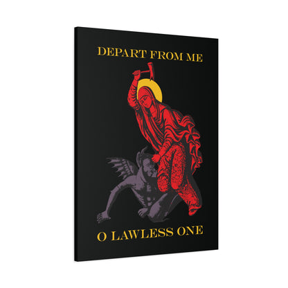 St Marina IconoGraphic (Depart from Me O Lawless One) | Saint Beating the Devil with a Hammer | Orthodox Christian Canvas Art