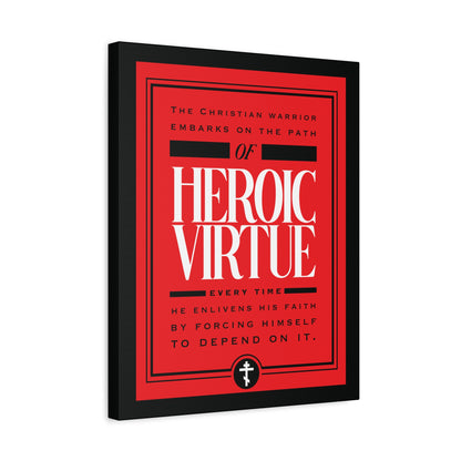 Christian Warrior wall art in red and black with bold white and gold text features a devotional quote from Philippians 4:13, highlighting heroic virtue and ascetic ethos on the path of faith.