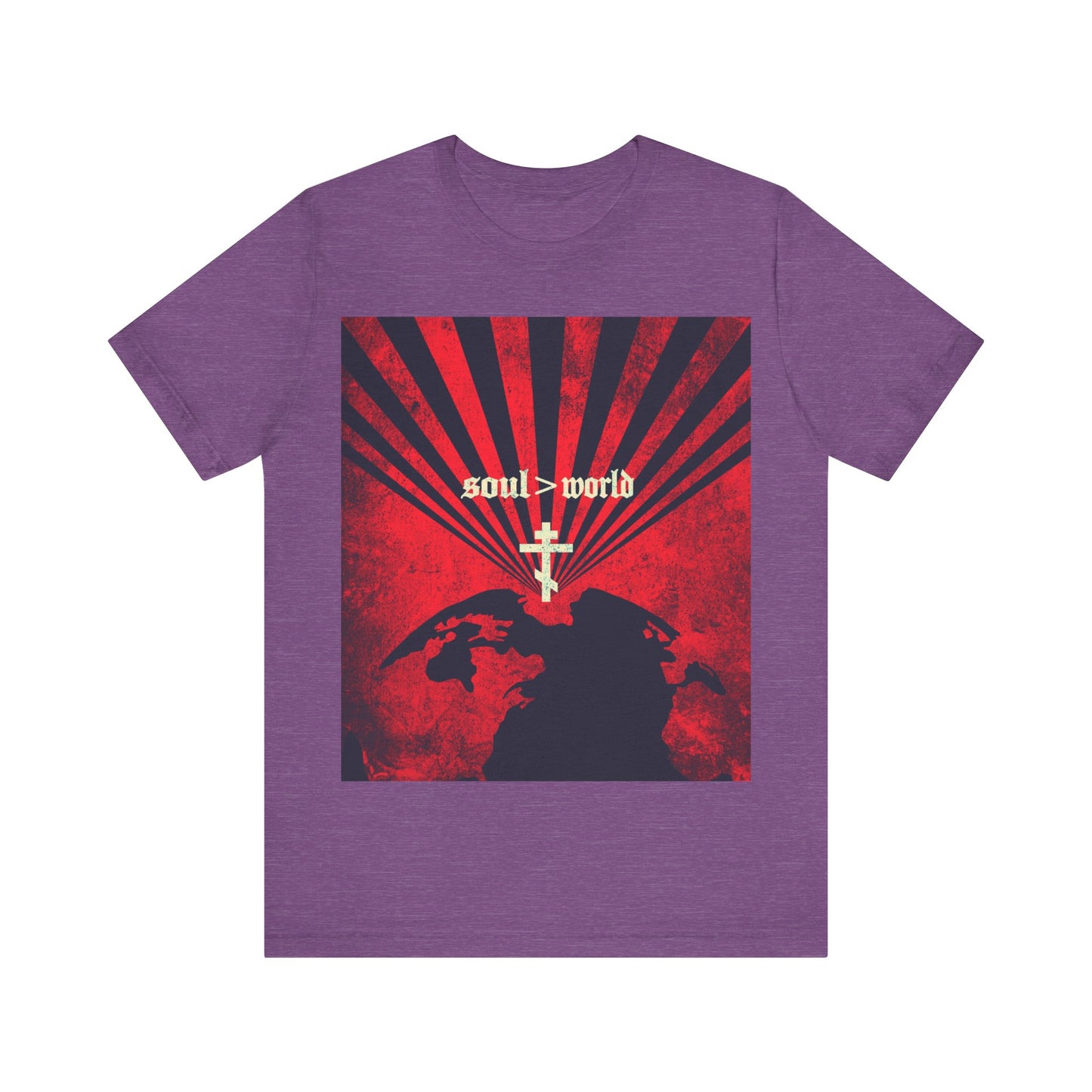 What Shall it Profit a Man | Matthew 16:26 | Soul Is Greater Than World | Red Earth Design with White Cross | Orthodox Christian T-Shirt