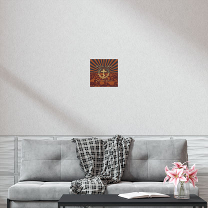 The Gates of Hades Shall Not Prevail | Cross with Wreath & Crown of Thorns | Skulls and Rays | Orthodox Christian Art Poster