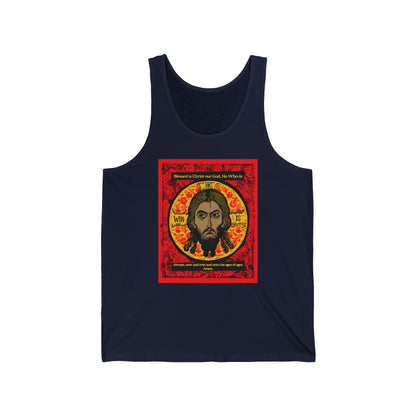 Icon Made-Without-hands (Mandylion/Image of Edessa) IconoGraphic No. 1 | Orthodox Christian Jersey Tank Top / Sleeveless Shirt