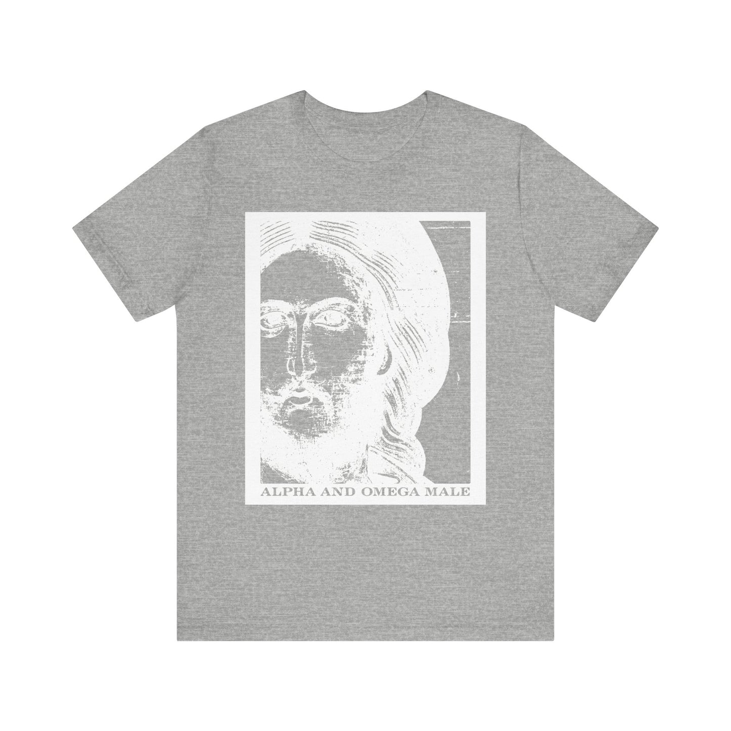 Alpha & Omega Male | Jesus Christ Icono-Graphic Photonegative | I am the Beginning & the End (Rev 22) | Lightweight Cotton Unisex T-Shirt