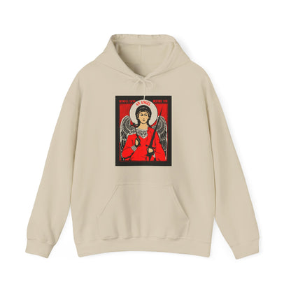 Behold I Send an Angel Before You (Ex 23:20) | Guardian Angel With Cross & Sword IconoGraphic | Orthodox Christian Hoodie