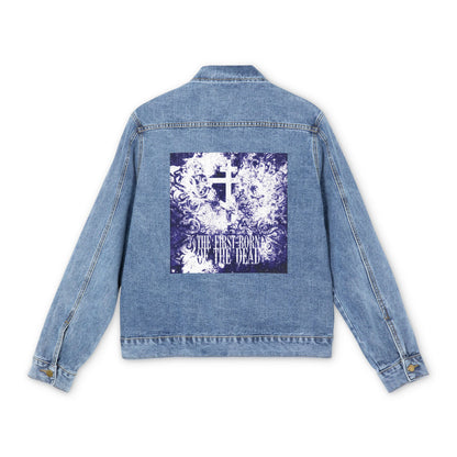 The First-Born of the Dead | Glowing White & Blue Textured Cosmic Orthodox Cross | Resurrection & Apocalypse | Orthodox Jean Jacket