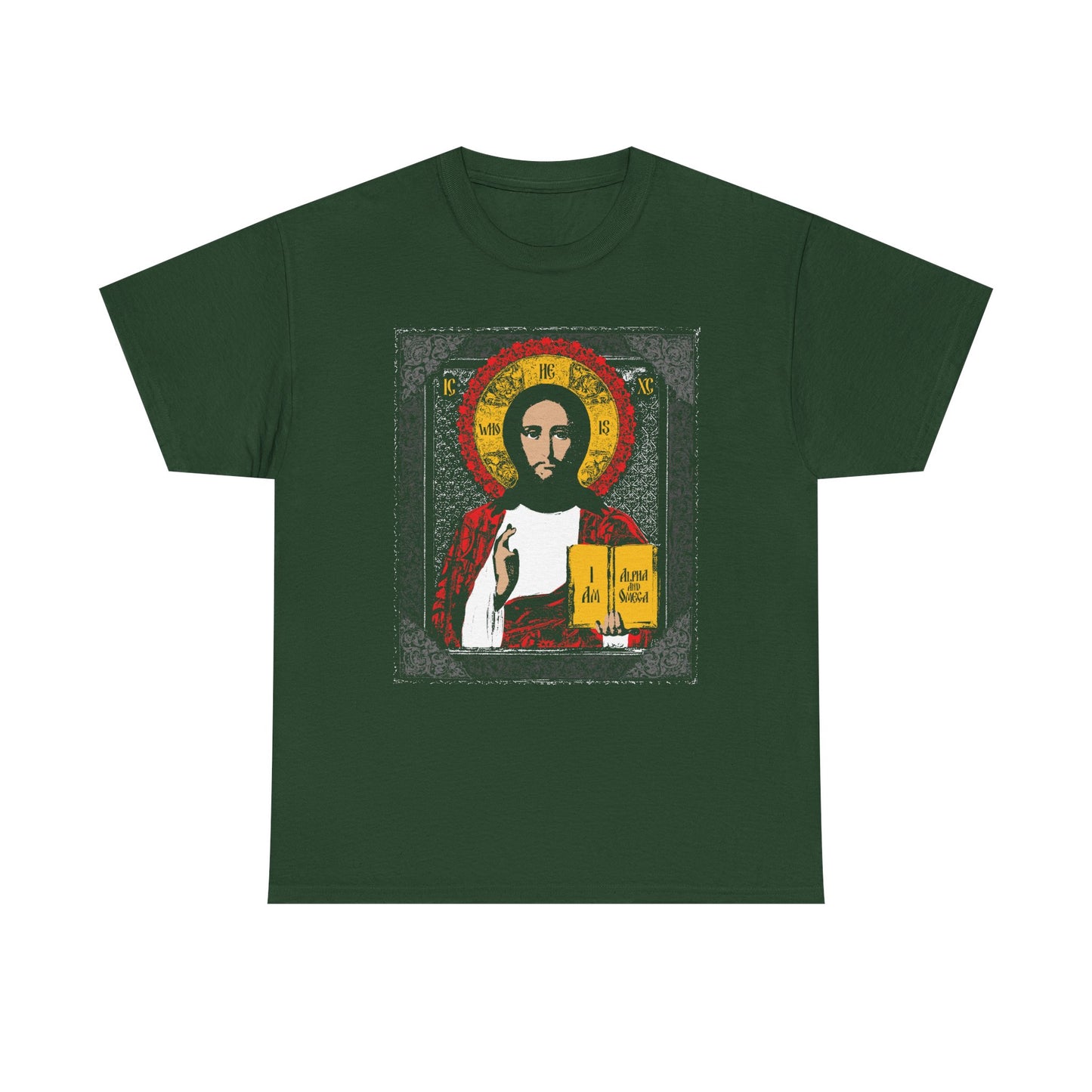 Christ Pantocrator Icono-Graphic | He-Who-Is | I Am the Alpha and Omega | Ancient Icon Graphic Design | Midweight Cotton Unisex Tee