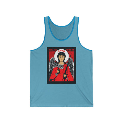 Behold, I Send an Angel Before You (Exodus 23:20) | Guardian Angel With Cross and Sword IconoGraphic | Orthodox Christian Jersey Tank Top / Sleeveless Shirt