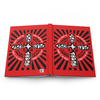 Red ICXC NIKA Enniskillen Celtic Cross | Lorica of St. Patrick | Shield Prayer | Orthodox Christian Hardcover Journal
