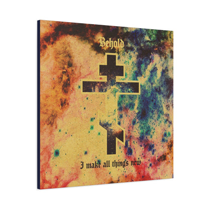 Behold, I Make All Things New (Revelation 21:5) | Cosmic Orthodox Cross On Inverted Starfield | Second Coming | Orthodox Christian Canvas Art