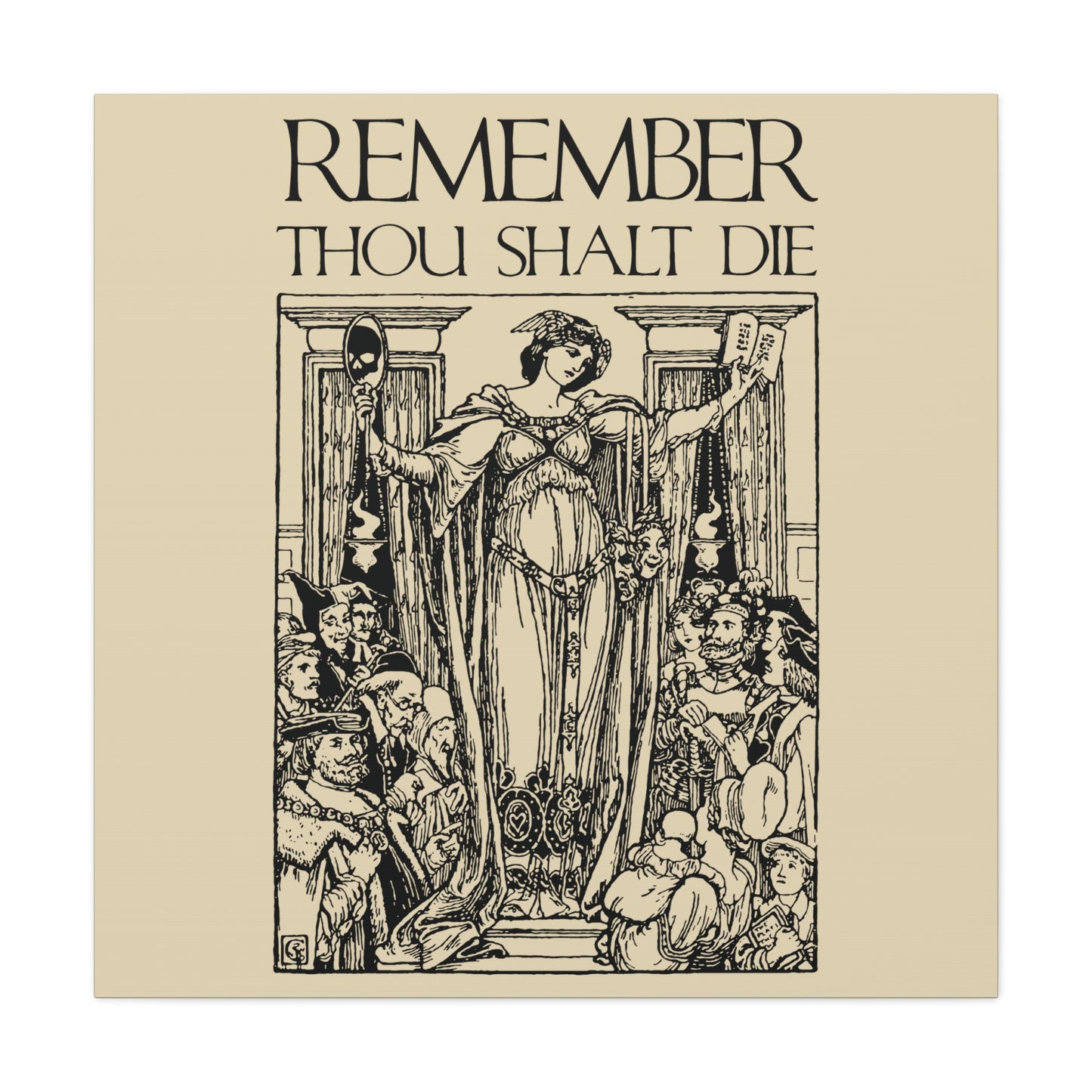 Remember You Will Die Shakespearean Design | Memento Mori | Classic Woodcut Illustration Aesthetic | Christian Wall Art
