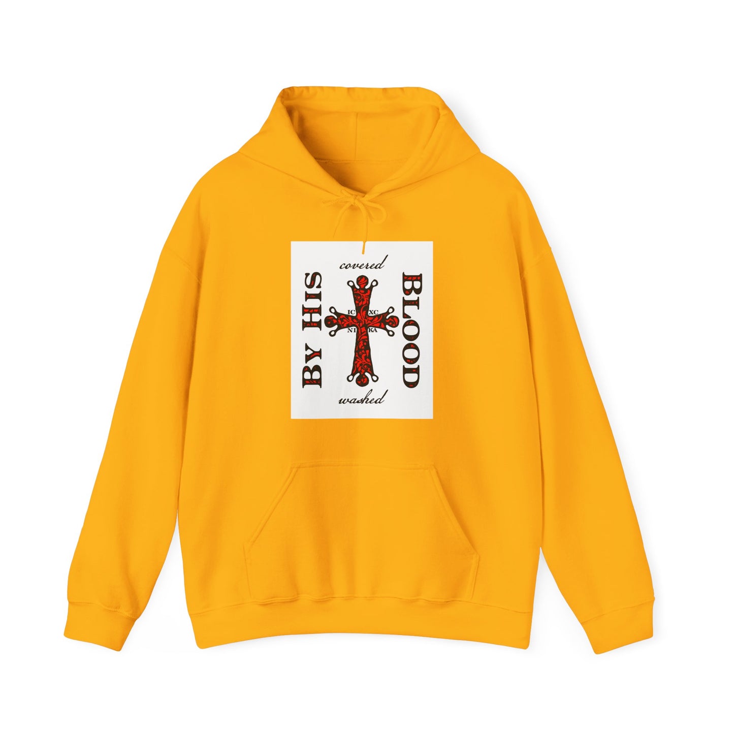 Washed/Covered By His Blood (1 John 1:7) | ICXC NIKA Ornate Red Orthodox Cross | Orthodox Christian Hoodie / Hooded Sweatshirt