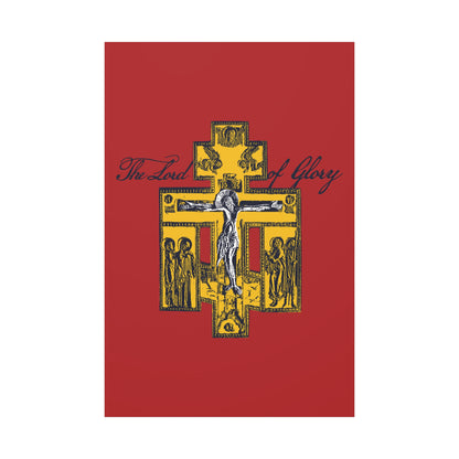 The Lord of Glory | Russian Golgotha Crucifix IconoGraphic (Red BG) | 1 Corinthians 2:8 | Orthodox Christian Canvas Art