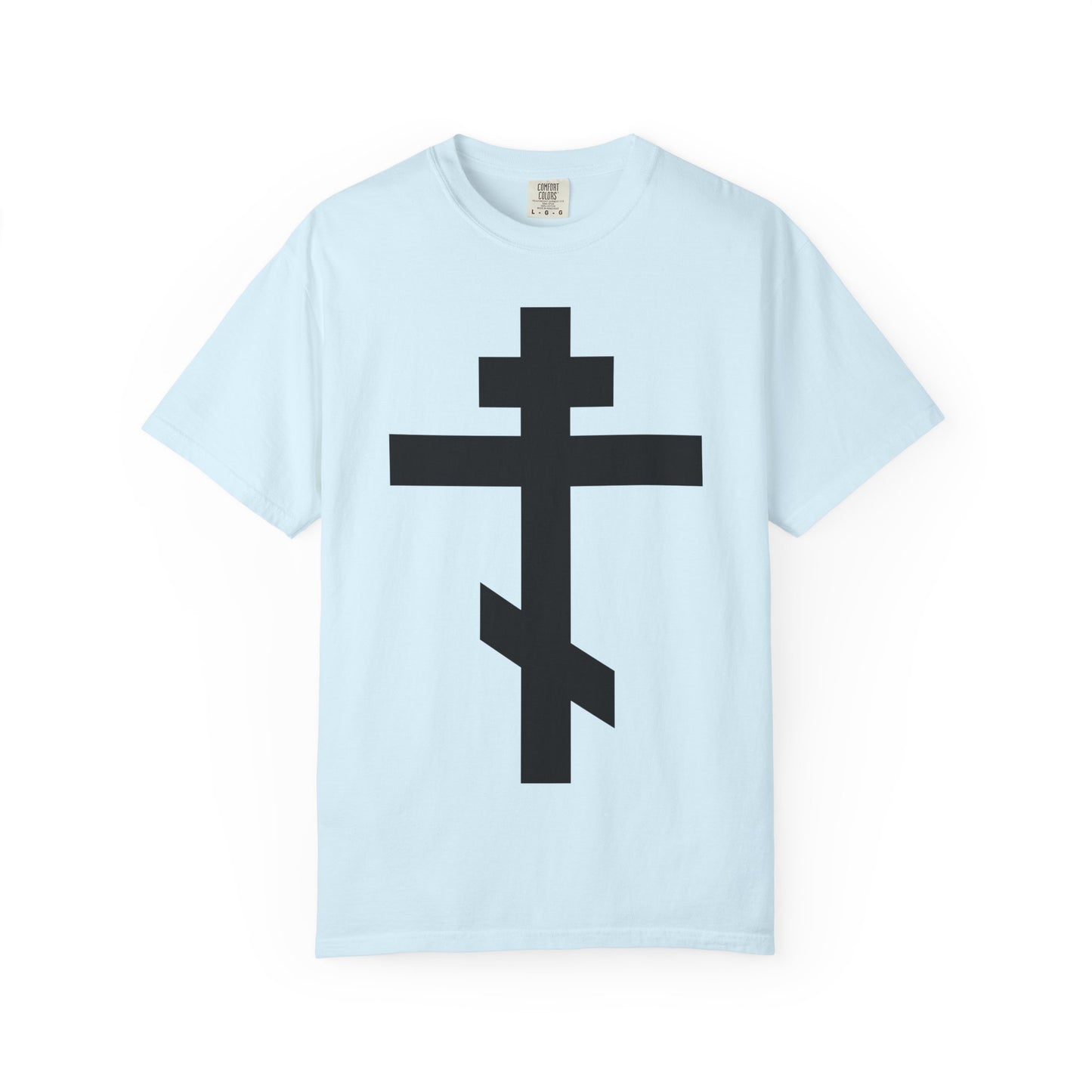 Large Black Orthodox Cross | He bore our sins on the cross so that we might die to sin & live to righteousness | Heavyweight Cotton Unisex Tee