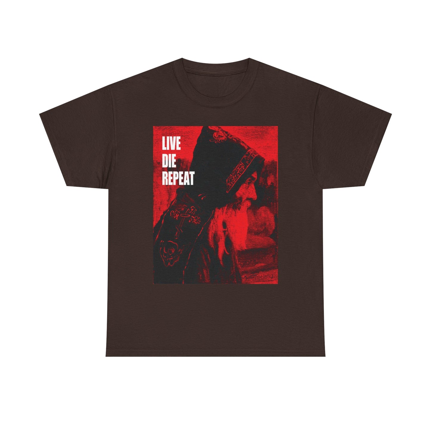 Live Die Repeat | Orthodox Monk Art by Mikhail Nesterov | Die Every Day, You Will Live Forever | Ascetic | Midweight Cotton Unisex Tee