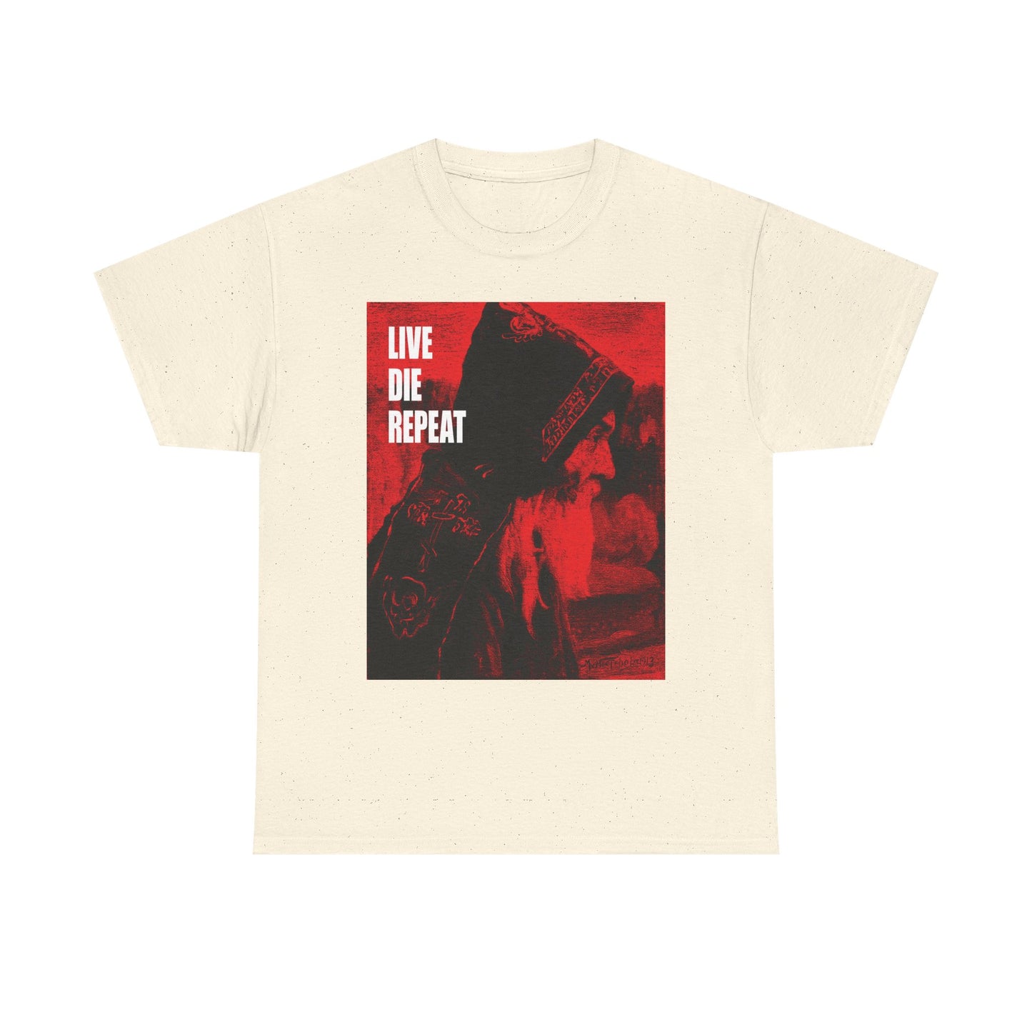 Live Die Repeat | Orthodox Monk Art by Mikhail Nesterov | Die Every Day, You Will Live Forever | Ascetic | Midweight Cotton Unisex Tee