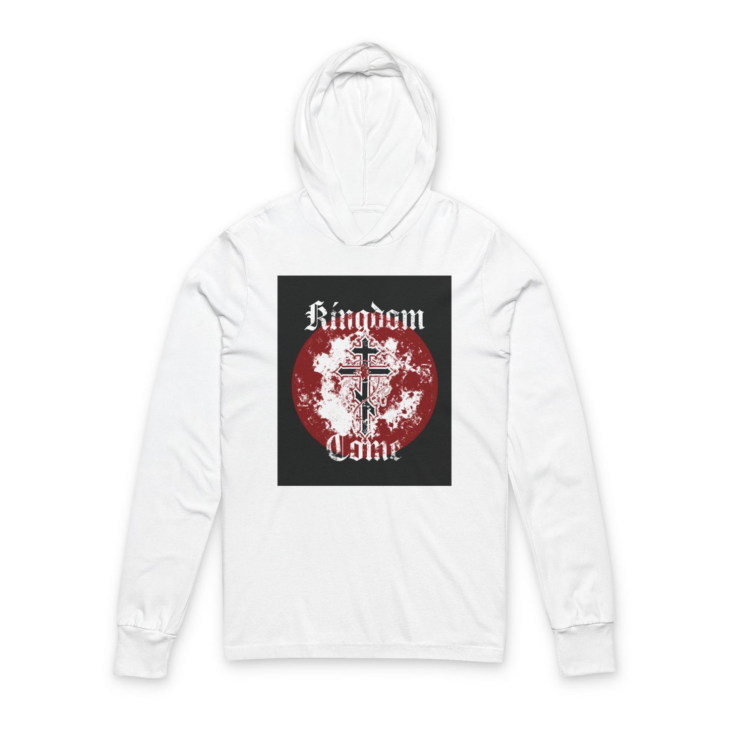 Kingdom Come | Lord's Prayer | Orthodox Cross with Vine | Textured Gothic Font | Orthodox Hooded Shirt