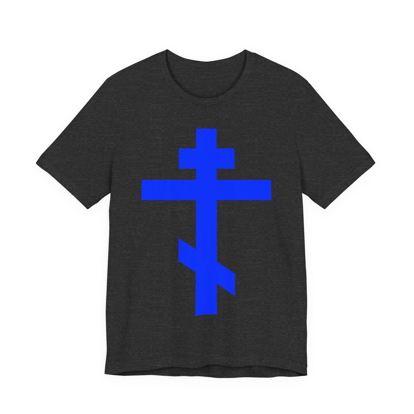 Royal Blue Orthodox Tribar Cross | Preserve Thy People By Thy Cross, O Lord | Christ is King | Christian Unisex Cotton Tee