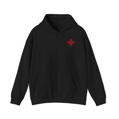 St George Slaying the Dragon | Cross on Front Left Breast | Death to the Passions | Ascetic Orthodox Christianity | Double-Sided Unisex Hoodie