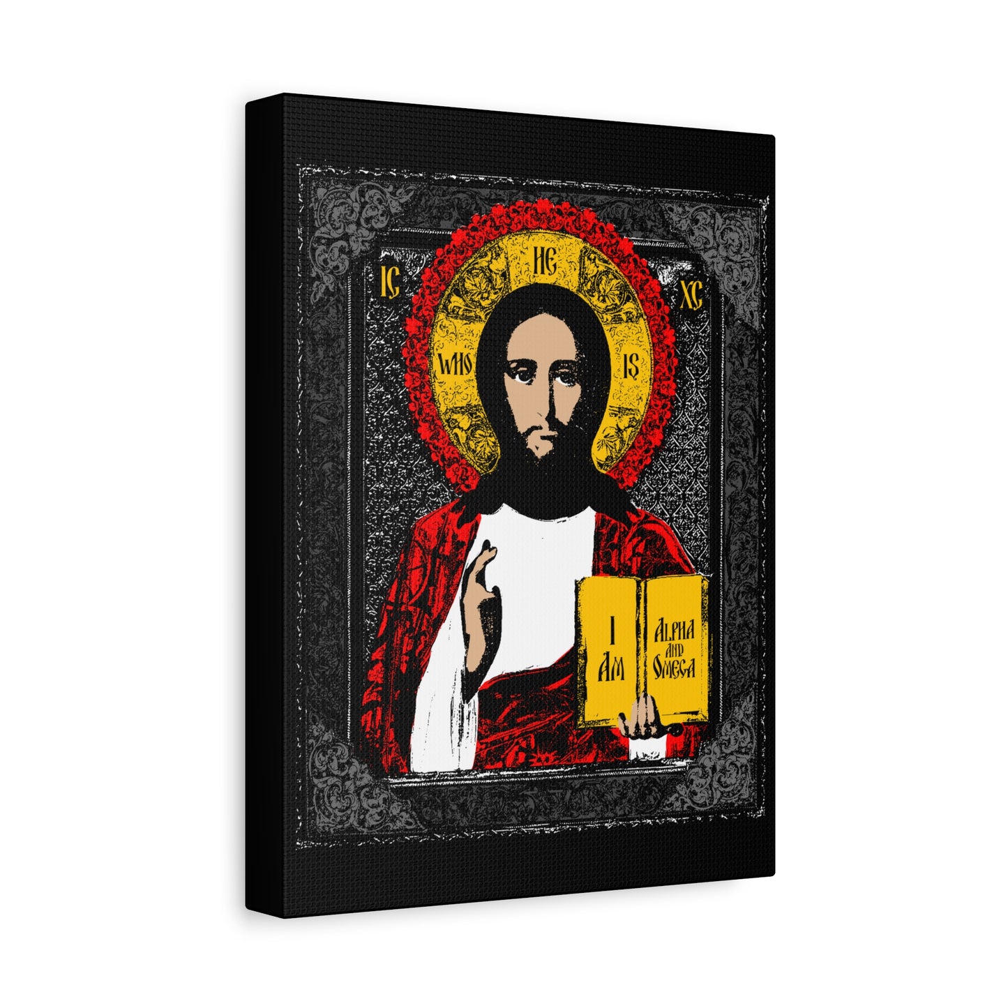 Christ Pantocrator Icono-Graphic | He-Who-Is | I Am the Alpha and Omega | Ancient Icon Graphic Design | Orthodox Christian Canvas Art