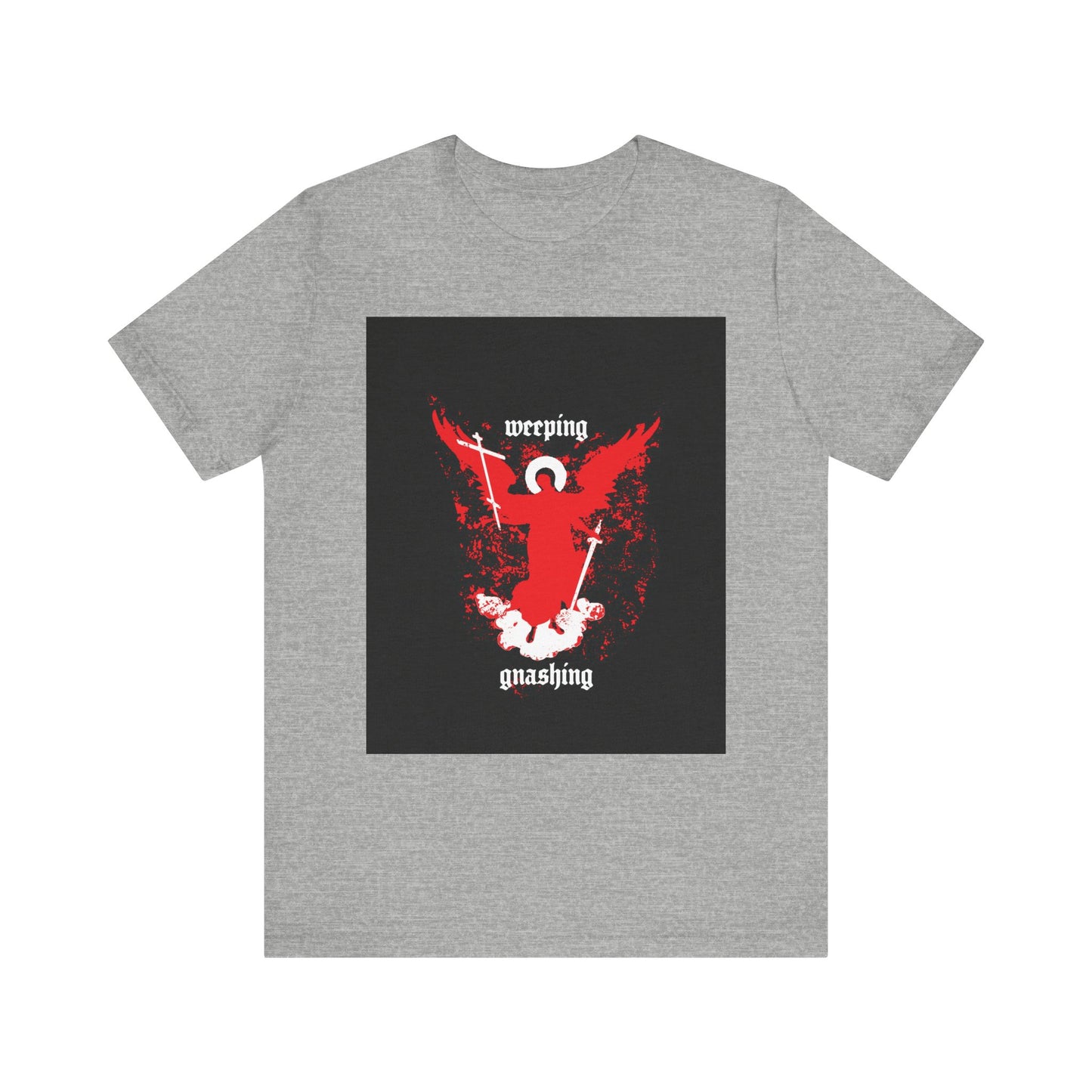 Weeping and Gnashing (Matthew 13:41) | Red Avenging Angel IconoGraphic | Orthodox Christian Lightweight Cotton Unisex Tee
