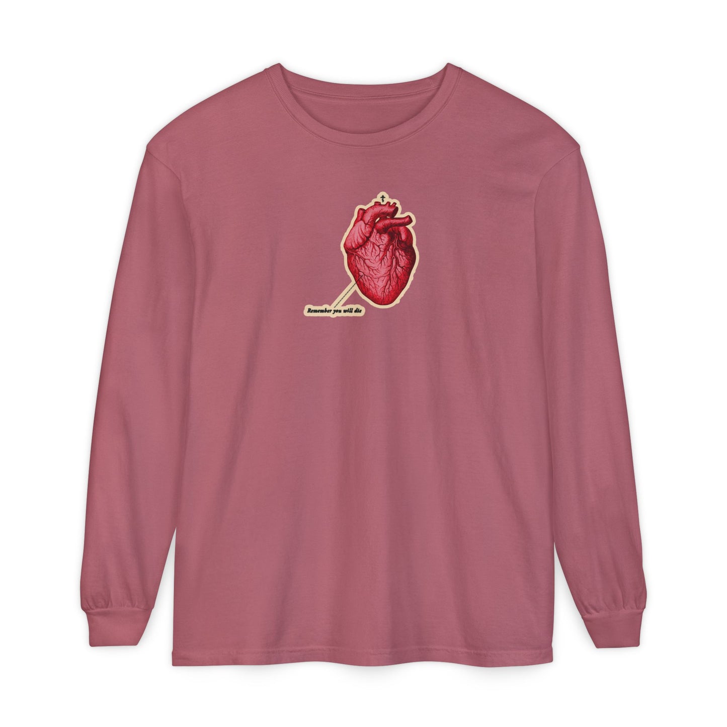 Remember You Will Die Retro Medical Textbook Heart Design | Orthodox Christian Long Sleeve Shirt